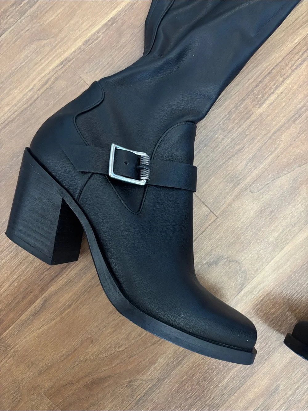 rag & bone Axis Thigh High Black Boots with Block Heel in Womens Size 38 or 7.5